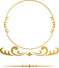 Vintage gold circle monogram round border floral ornament