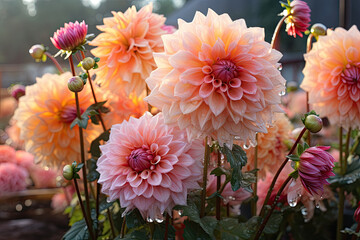 Perfect Dahlia flowers with water drops © Fleuronica