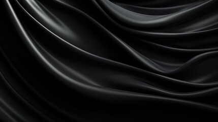 Fototapeta premium Abstract black background luxury cloth or liquid wave or wavy folds of grunge silk texture satin velvet material copy space 