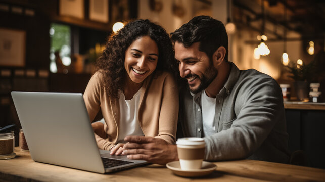 A couple shopping online from their living room during cyber monday - Powered by Adobe