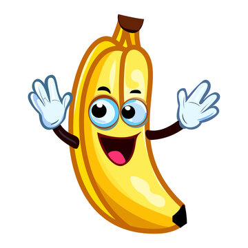 funny banana with eyes with hands vector illustration