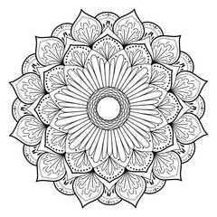 lotus hiduism budhism detailed outline ornament mandala vector. background india hindu budhism pattern