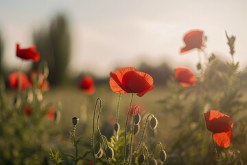 Fototapeta premium Countryside meadows in spring - Generative AI