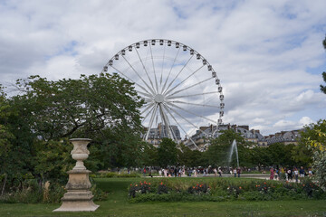 Paris, France - July 13, 2023 - the Tuileries Garden in Paris in the summertime