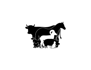 farm animals silhouette vector