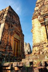 Brick towers of the ancient Khmer temple of Pre Rup in Cambodia.