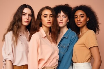 Obraz premium Diverse women standing together, portrait of rich people