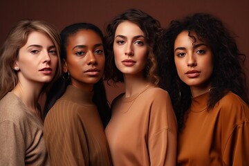 Obraz premium Diverse women standing together, portrait of rich people