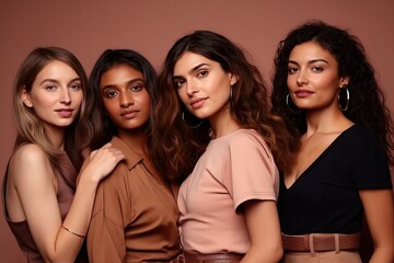 Obraz premium Portrait of diverse women standing together, people woman power