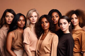Obraz premium Portrait of diverse women standing together, people woman power