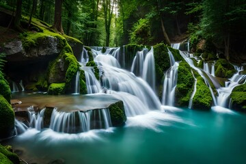 Obraz premium waterfall in the forest generated Ai.