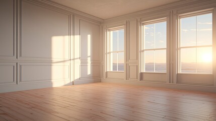 Fototapeta premium Empty room New Traditional style morning light copy space, Generative AI