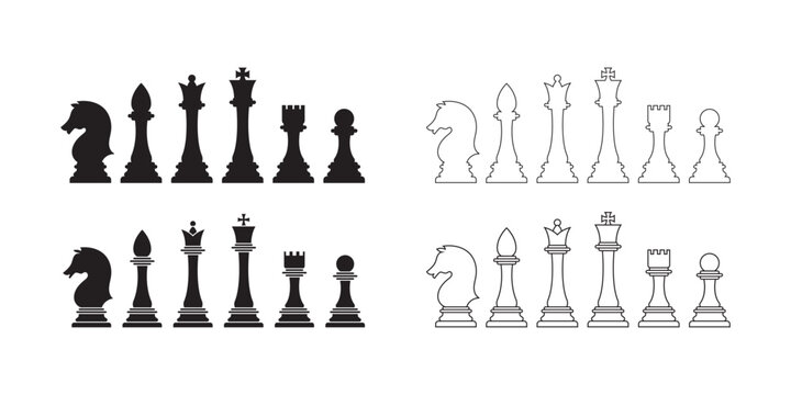 Set Icons Chess Pieces Their Names Stock Illustration 329364188