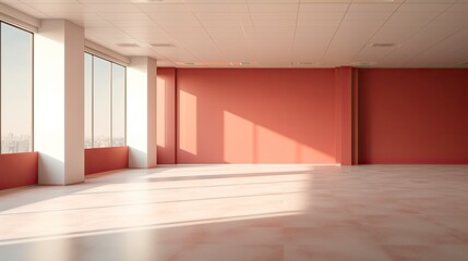 Obraz premium Office empty room morning light copy space, Generative AI