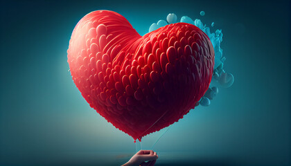 Holding ballon with love shape, Ai generated image