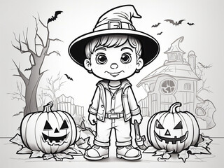 Black and white halloween illustration