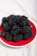 Fresh ripe black bramble blackberries new harvest