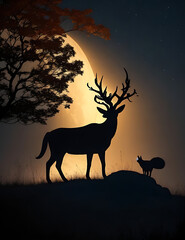 silhouette of deer Generative AI