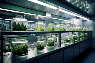 Generative AI ilustration of Development medicinal cannabis laboratory with the latest technology