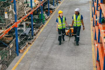 warehouse worker work in shipping logistics factory ship supply order goods cargo from store house