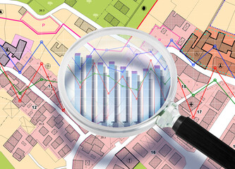 Trend in the construction industry and building market - concept with imaginary General Urban Plan...