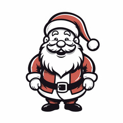 Santa claus on white background. Vector illustration for retro christmas card.