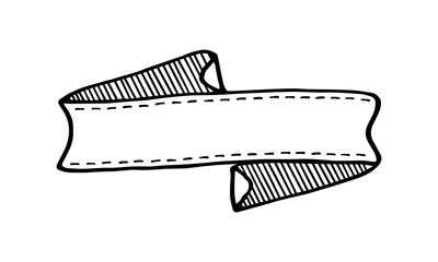 Handdrawn banner scroll symbol, hand painted with thin line. Png clipart isolated on transparent background