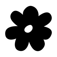 Flower doodle hand drawn in flat shape, png isolated on transparent background