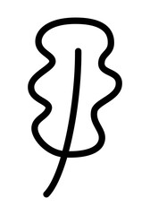 Leaf doodle hand drawn with black line, png isolated on transparent background