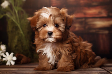 Cute Fluffy Havanese Small Puppy Brown/Red
