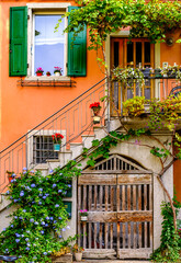 typical facade of an old house in italy