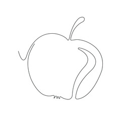 Apple in continuous line art drawing style. One apple minimalist black linear sketch isolated on white background. Vector illustration