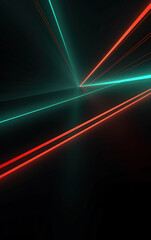 Abstract technology background with green and Red light lines. 3d rendering, 3d illustration.
