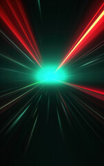 Abstract technology background with green and Red light lines. 3d rendering, 3d illustration.