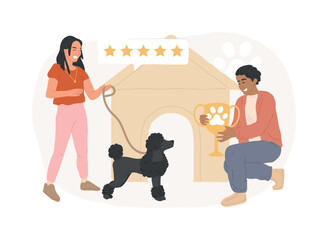 Breed club isolated concept vector illustration. Canine breed show, top dog standard, buy purebred pet, professional training service, feline club, kennel association member vector concept.