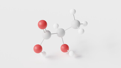 polylactic acid molecule 3d, molecular structure, ball and stick model, structural chemical formula thermoplastic polyester