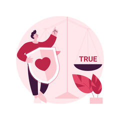 Honesty abstract concept vector illustration. Ethics, honest person, keep promise, corporate core value, emotional honesty, professional quality, straightforward speech, loyalty abstract metaphor.