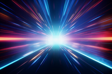 jump into hyperspace digital glowing lines, abstract sci fi background