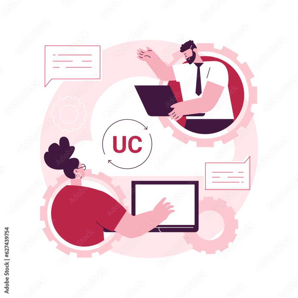 Poster unified communication abstract concept vector illustration. enterprise communications platform, cons