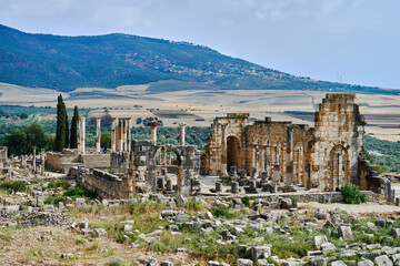 Fototapeta premium ruins of ancient roman forum in Volubilis
