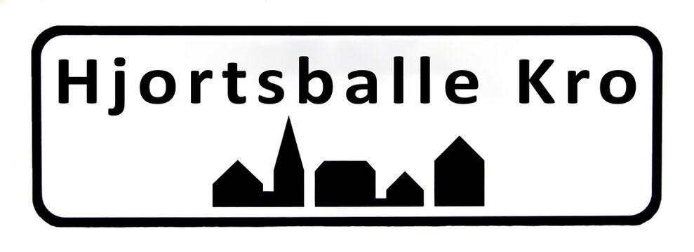 City sign of Hjortsballe Kro - Hjortsballe Kro Byskilt