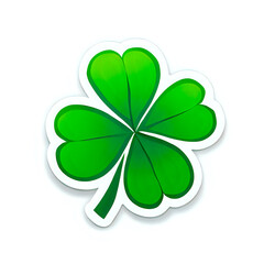four leaf clover sticker, 2D, art, animated, white background 05