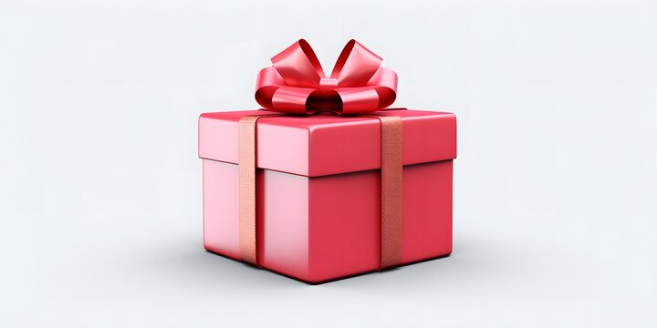 Gift box with red ribbon isolated on transparent and white background. Png transparent