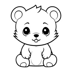 cute cartoon Baby Teddy Bear coloring page, doodle Coloring Book Page, outline black and white, coloring pages for kids and adults. Beautiful drawing of a bear for girls and boys. 