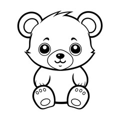 Obraz na płótnie Canvas cute cartoon Baby Teddy Bear coloring page, doodle Coloring Book Page, outline black and white, coloring pages for kids and adults. Beautiful drawing of a bear for girls and boys. 
