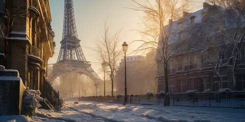 Paris in winter - Generative AI