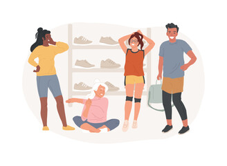 Workout fashion isolated concept vector illustration. Exercise fashion, workout outfit, gym clothing trend, sportswear brand, sport style, oversize clothes, fitness model agency vector concept.