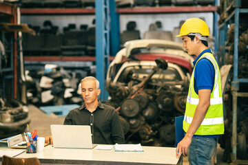 senior supervisor boss angry called young new engineer team to blame after working mistake job...