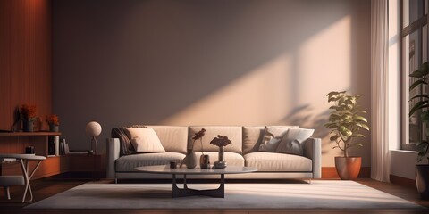 Home mock up, cozy modern interior background, 3d render