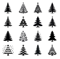 Collection of Christmas trees, modern flat design. Can be used for printed materials leaflets, posters, business cards or for web